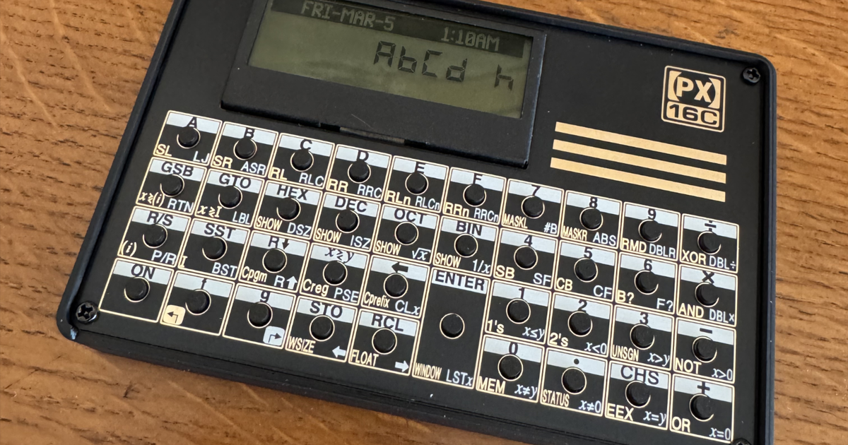 PX16C an HP16C Programmers Calculator Emulator by HobbyStone on Tindie